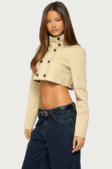 Saima High Neck Cropped Trench Jacket