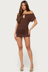 Haely Off Shoulder Keyhole Mini Dress