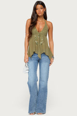 Bodie Sequin Chiffon Handkerchief Top