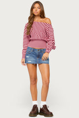Brida Striped Off Shoulder Sweater