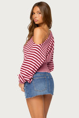 Brida Striped Off Shoulder Sweater