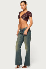Kaelynn Bead And Sequin Mesh Top