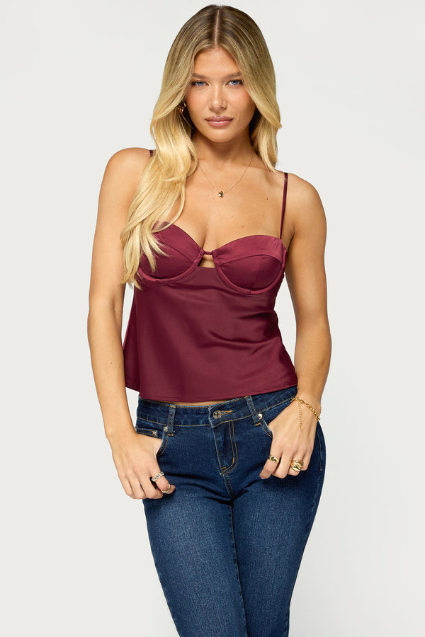 Hessa Satin Effect Cupped Top view 1