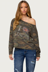 Camo Rhinestone London Top