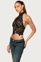 Talista High Neck Lace Halter Top