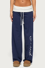 Edikted Contrast Foldover Sweatpants