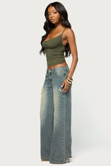 Sunae Studded Cowl Neck Top