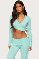 Wanel Cropped Pointelle Cardigan