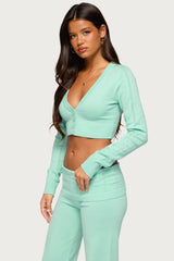 Wanel Cropped Pointelle Cardigan
