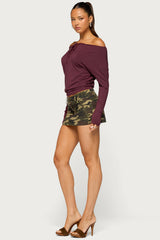 Idie Off Shoulder Long Sleeve Keyhole Top
