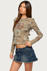 80's Edikted Long Sleeve Rhinestone Top