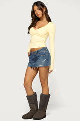 Jima V Neck Long Sleeve Top