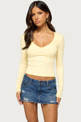 Jima V Neck Long Sleeve Top