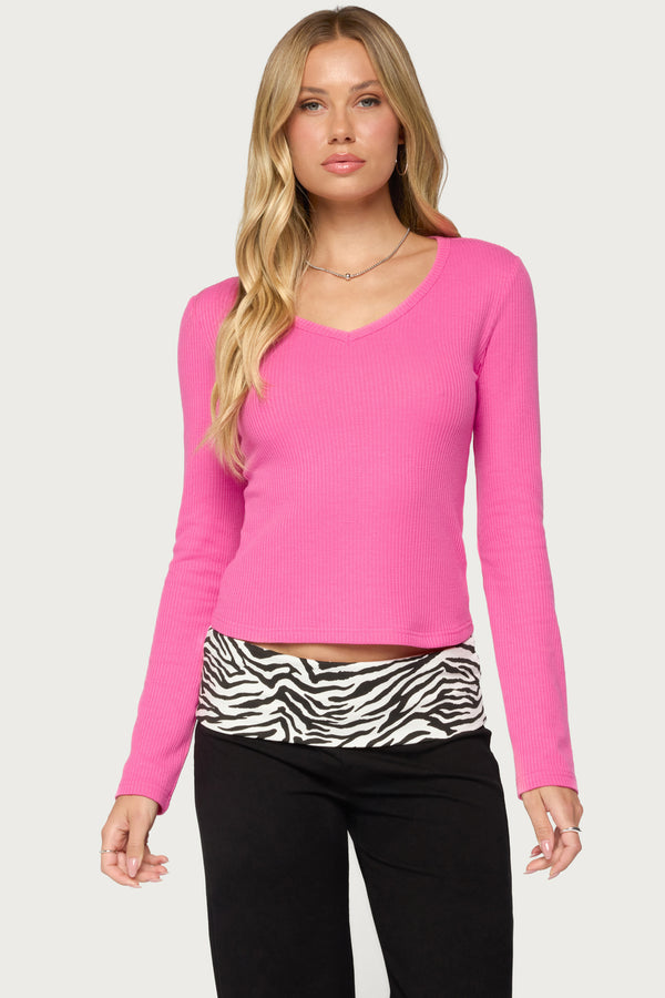 Yasmeen Long Sleeve Waffle Top