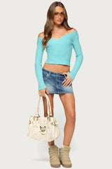 Bealey Off Shoulder Ribbed Wrap Sweater