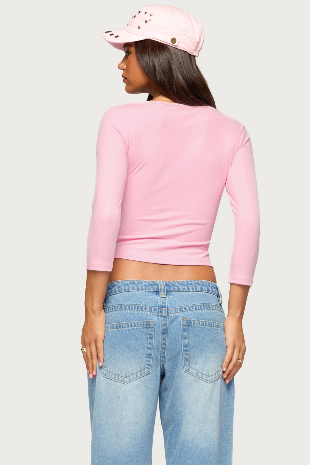 Lakia V Neck Three-Quarter Sleeve Top