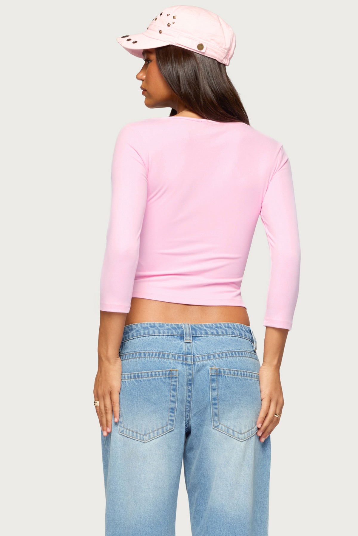 Lakia V Neck Three-Quarter Sleeve Top