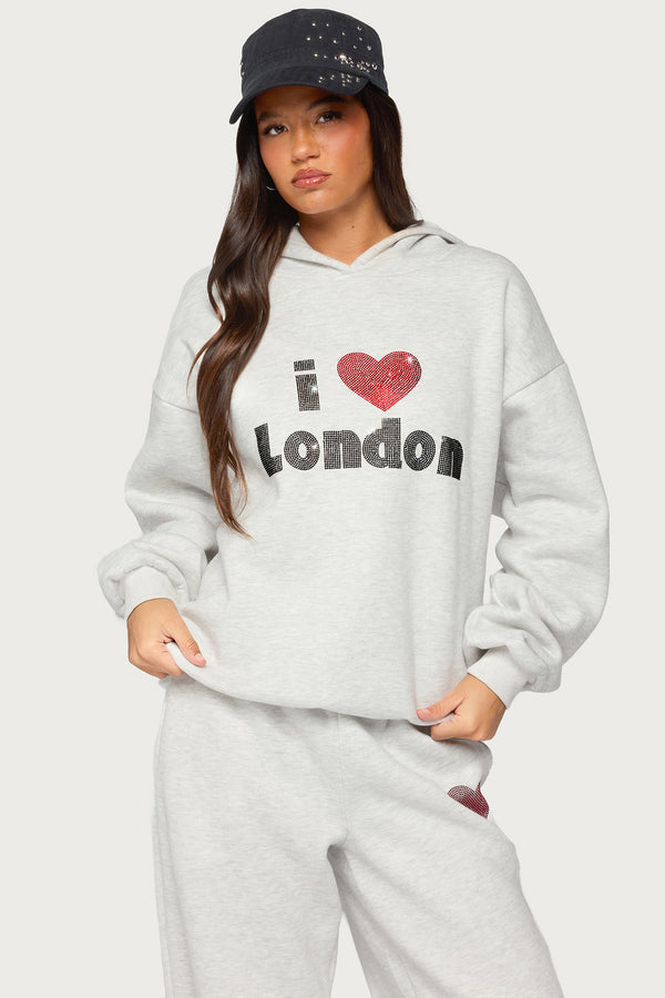 London Obsessed Rhinestone Hoodie