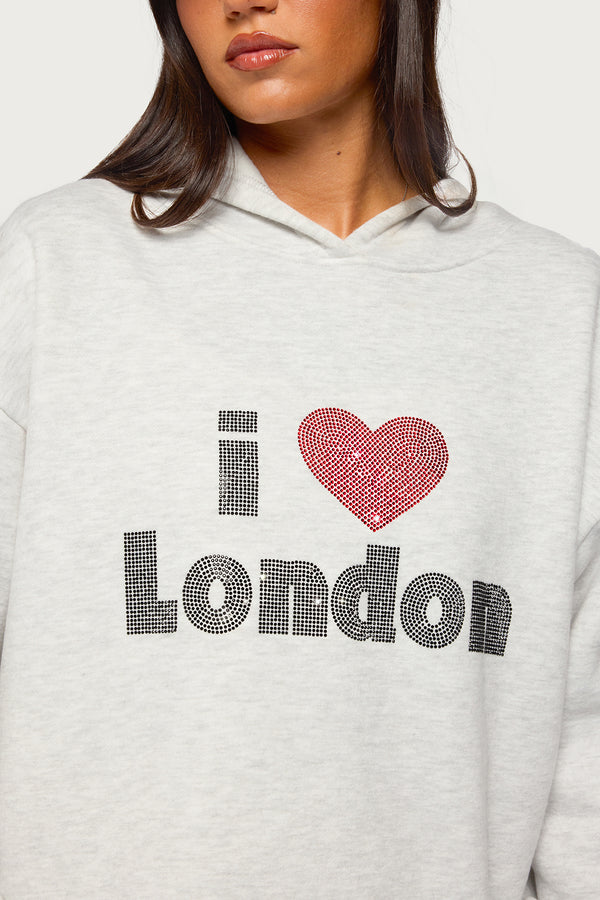 London Obsessed Rhinestone Hoodie