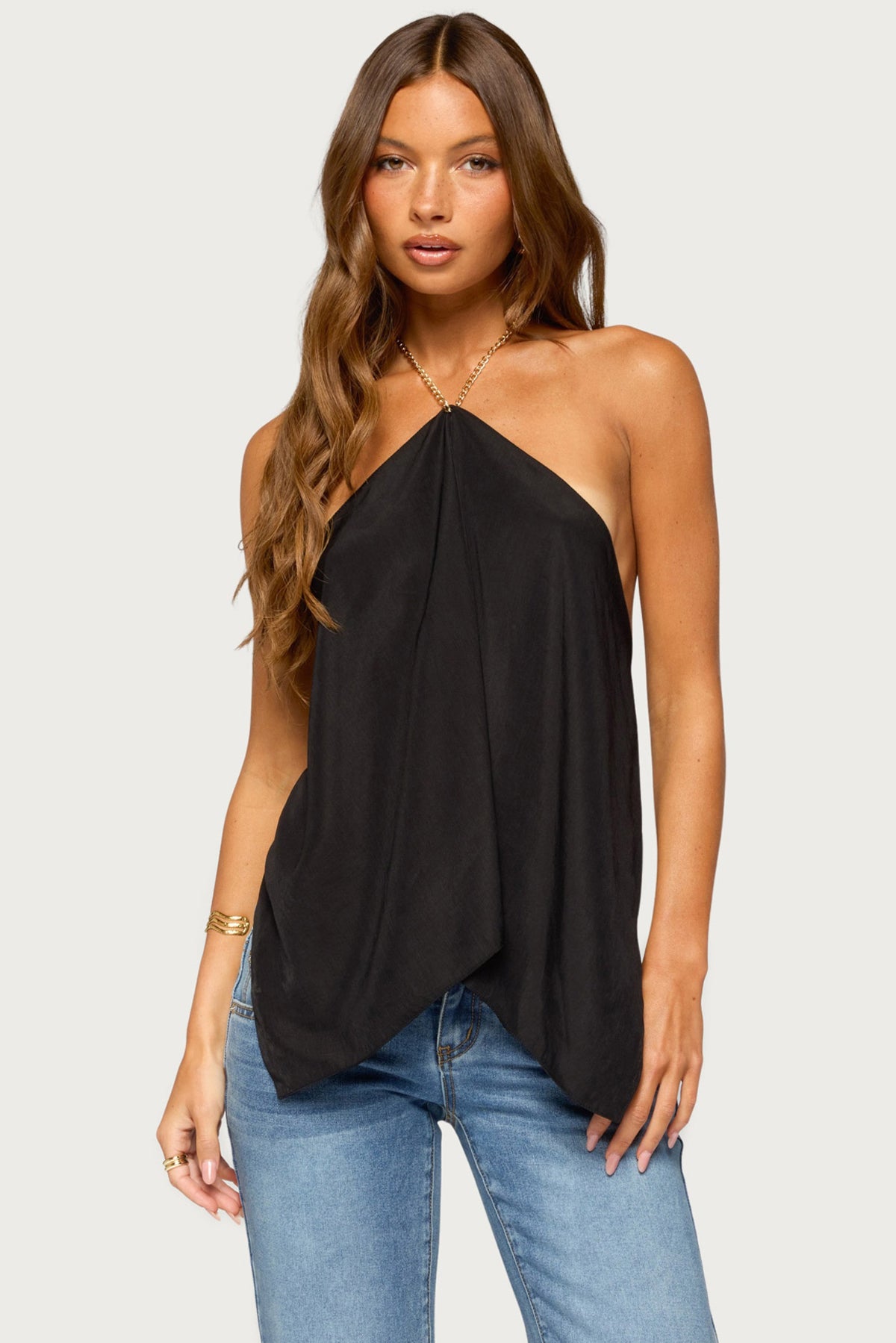 Elni Chain Backless Halter Top
