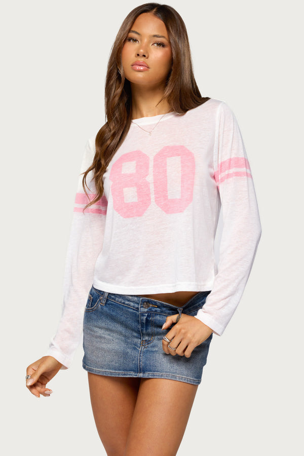 80's Chic Sheer Long Sleeve Top