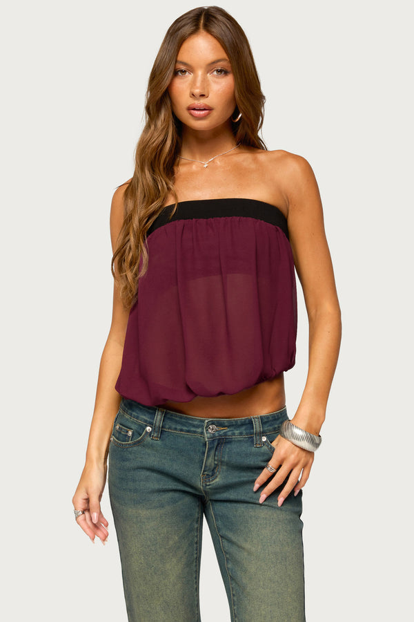 Ulke Chiffon Bubble Strapless Top view 1
