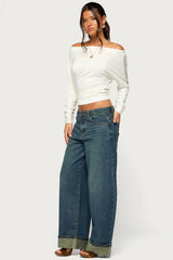 Breda Lacey Off Shoulder Long Sleeve Top
