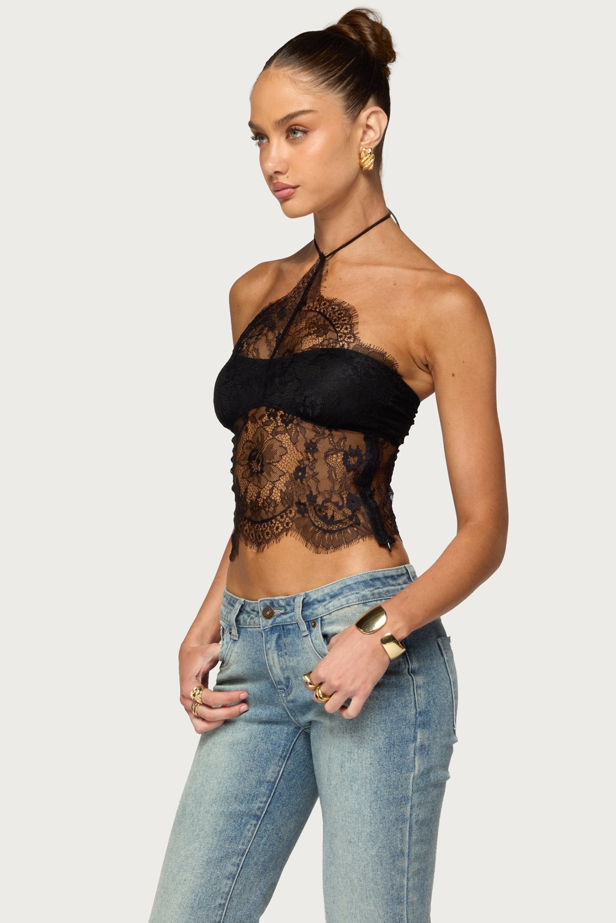 Lindsey Sheer Lace Halter Top