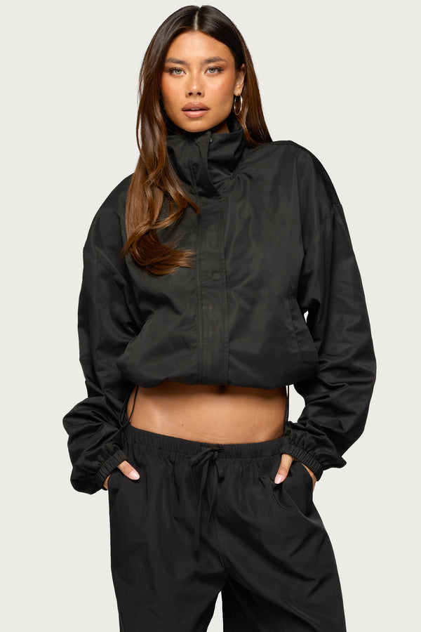 Corinne Nylon Oversized High Neck Jacket view 1