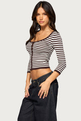 Mily Three-Quarter Sleeve Striped Cardigan