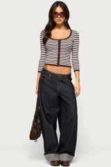 Mily Three-Quarter Sleeve Striped Cardigan