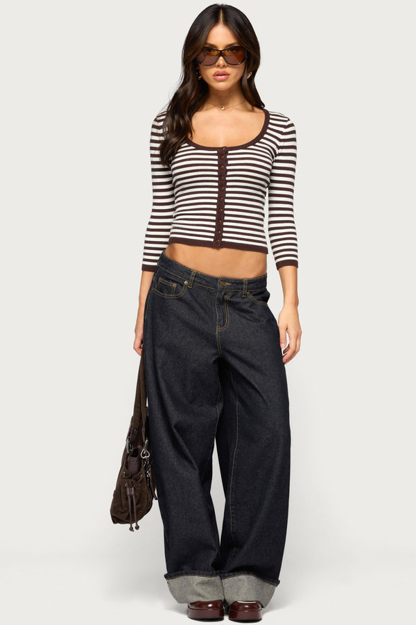 Mily Three-Quarter Sleeve Striped Cardigan view 2