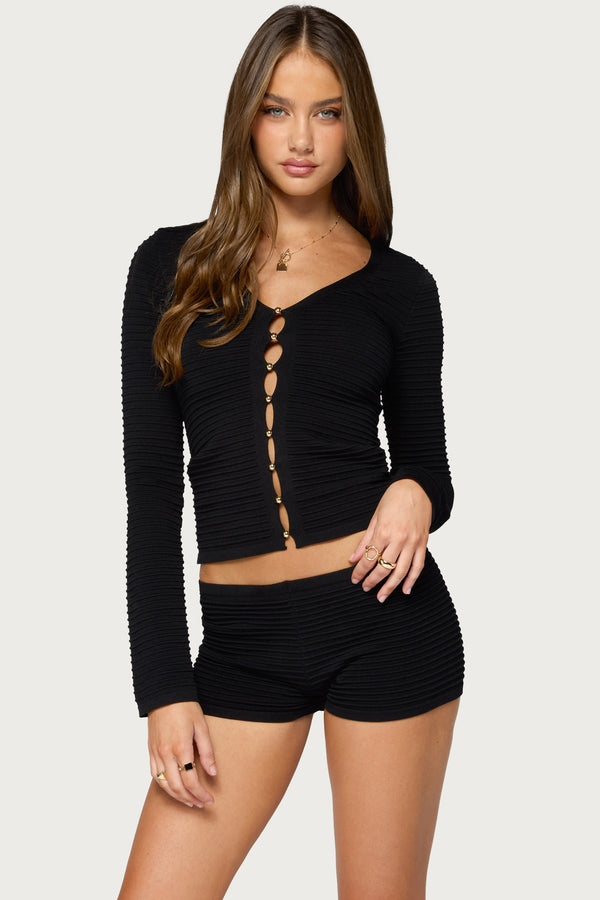 Caidy Cutout Textured Knit Cardigan view 1