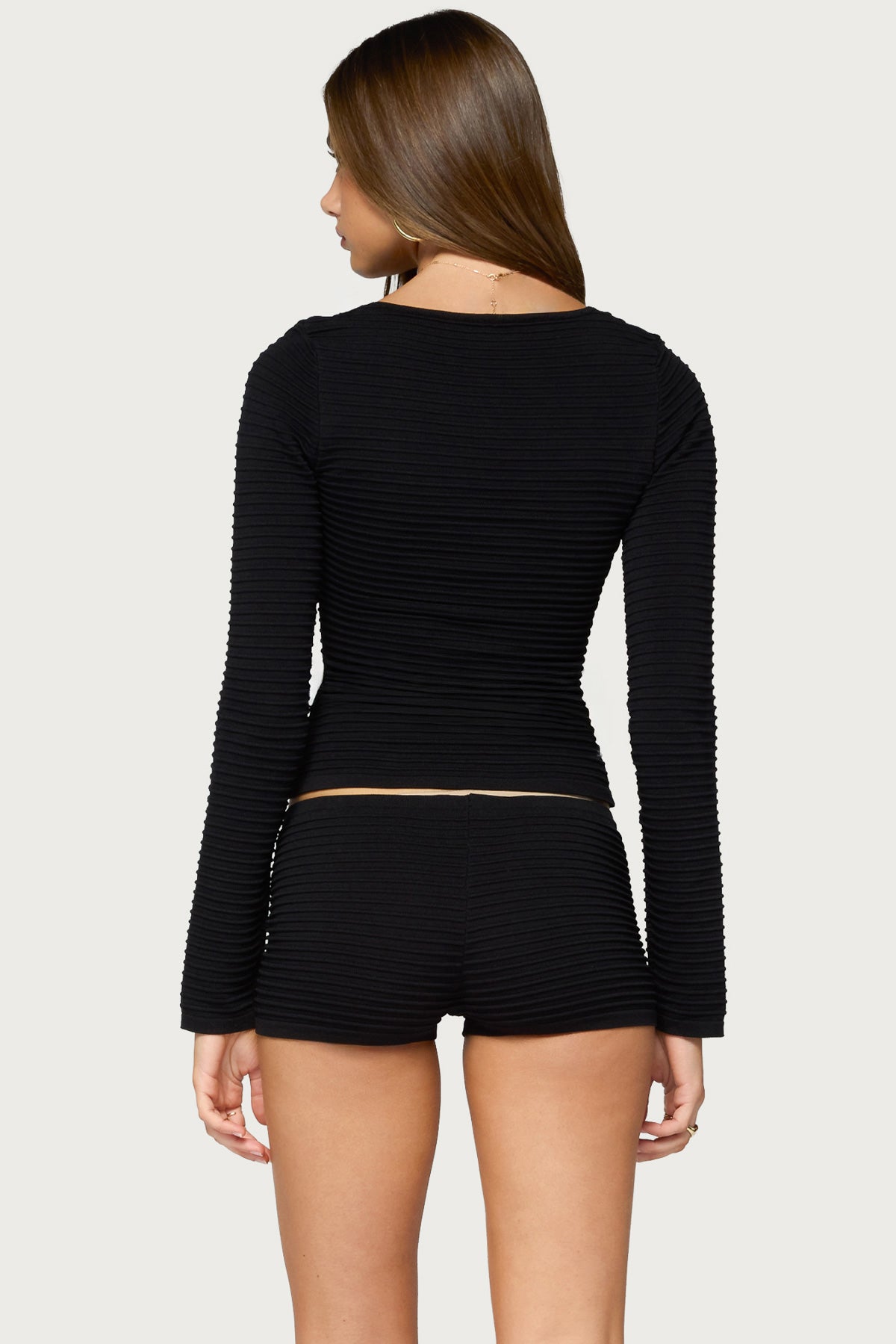 Caidy Cutout Textured Knit Cardigan