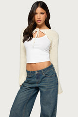 Jaquey Cropped Flared Sleeve Cardigan