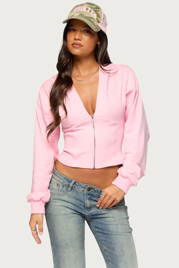 Fely Zip Up Hooded Top view 1