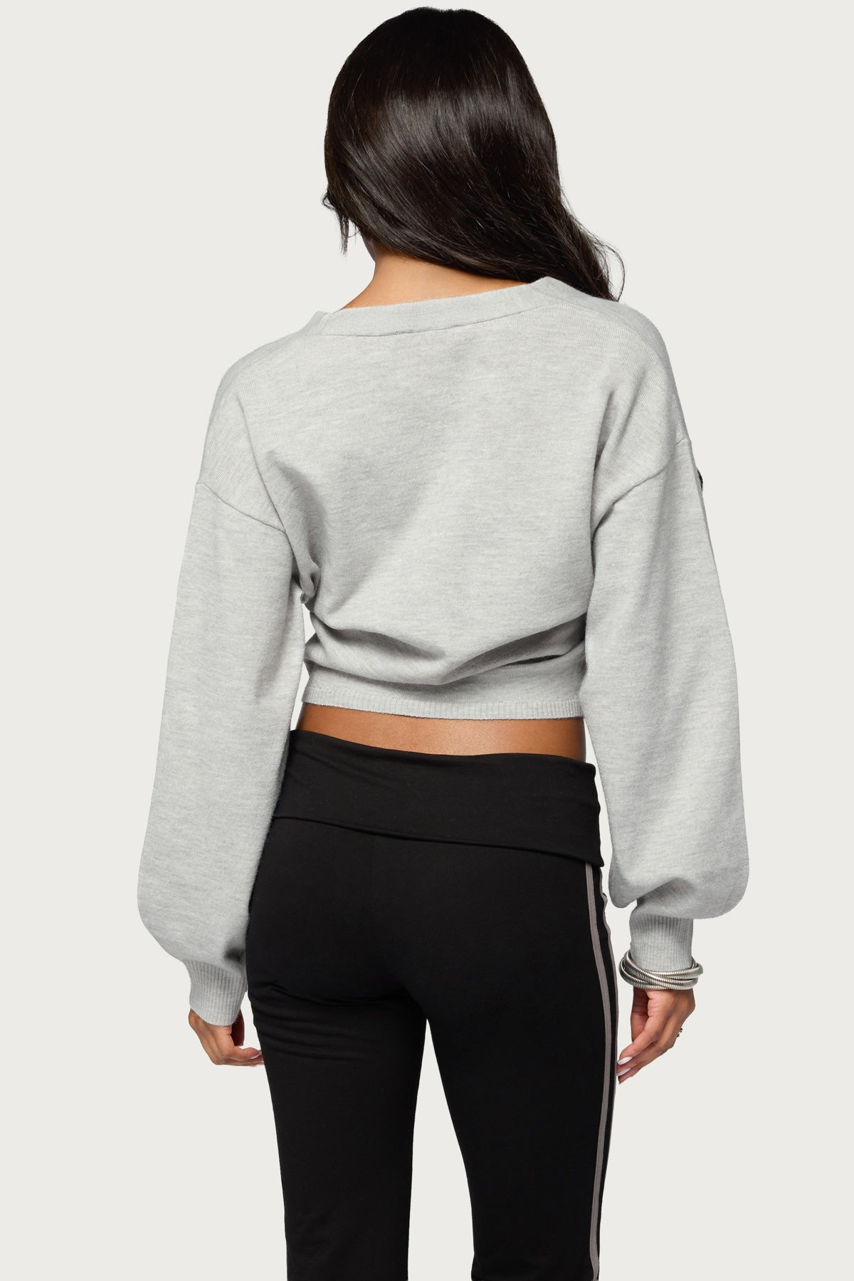 Jiara Balloon Sleeve V Neck Cardigan