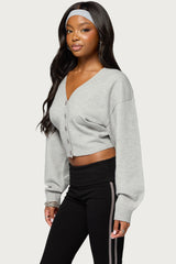 Jiara Balloon Sleeve V Neck Cardigan