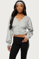 Jiara Balloon Sleeve V Neck Cardigan