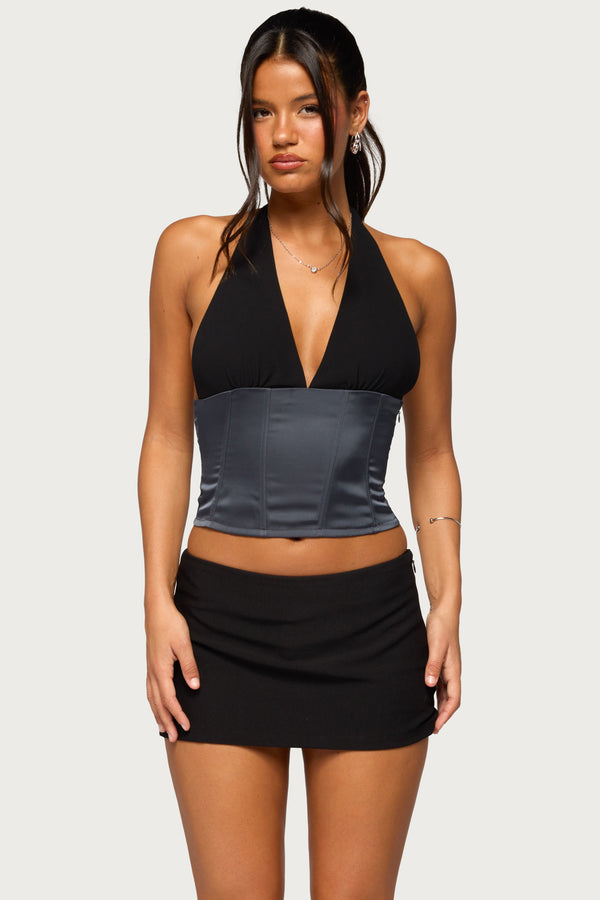 Adyson Faux Leather Halter Top view 1