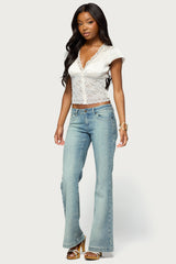 Minou Flutter Lacey Satin Effect Top