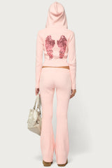 Ethie Ribbed Angel Zip Up Hoodie