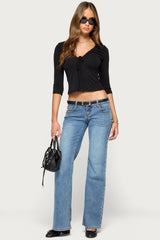 Jeila Ruched Three-Quarter Sleeve Top