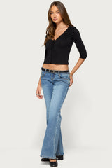 Jeila Ruched Three-Quarter Sleeve Top