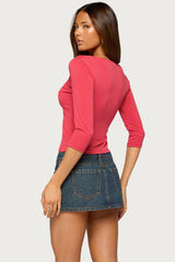 Jeila Ruched Three-Quarter Sleeve Top