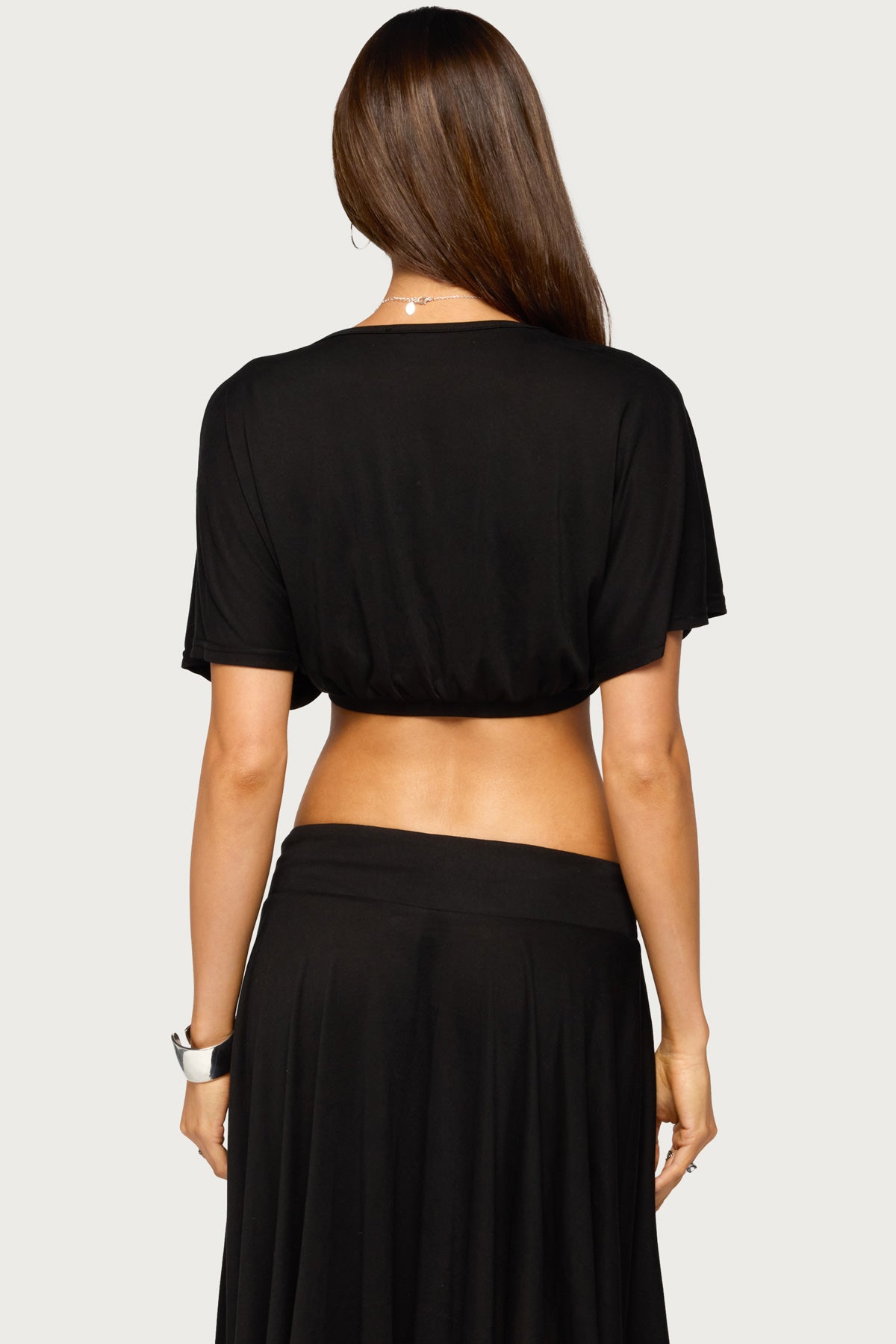 Dida Cropped Beaded V Neck Top