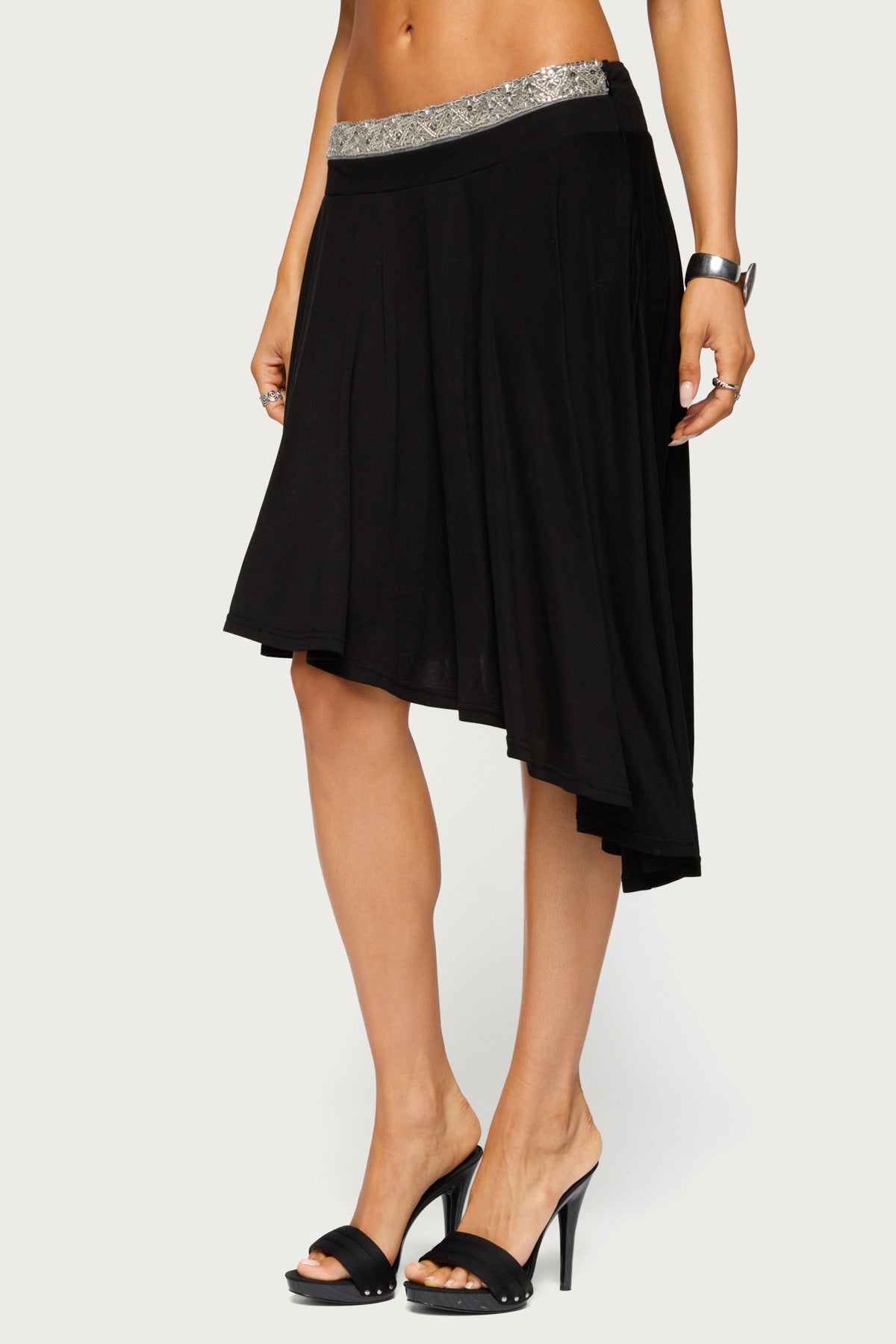 Dida Asymmetric Beaded Midi Skirt