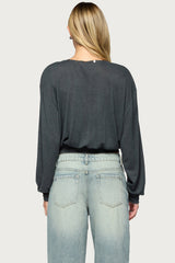 Ebby Studded Long Sleeve Wrap Top