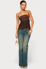 Laely Lacey Satin Effect Strapless Top