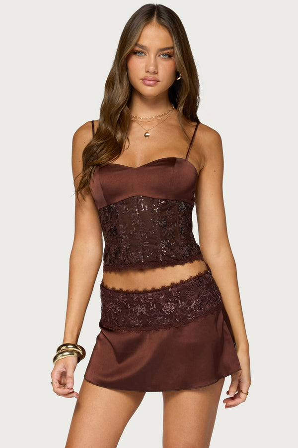 Kya Lacey Satin Effect Corset view 1